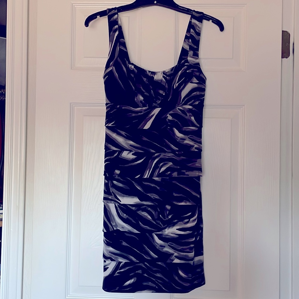 Black/gray/white, stretchy dress
